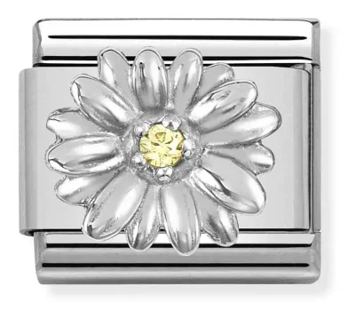 Nomination Composable Classic Länk, Silver Daisy, Yellow CZ