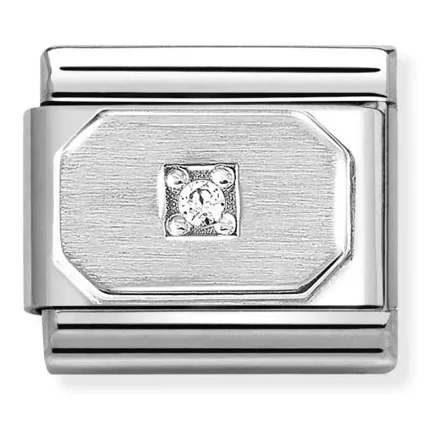 Nomination Composable Classic L&auml;nk, Rektangel med Vit sten