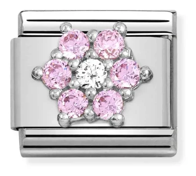 Nomination Composable Classic Länk, Blomma i Silver och CZ