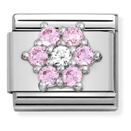 Nomination Composable Classic L&auml;nk, Blomma i Silver och CZ