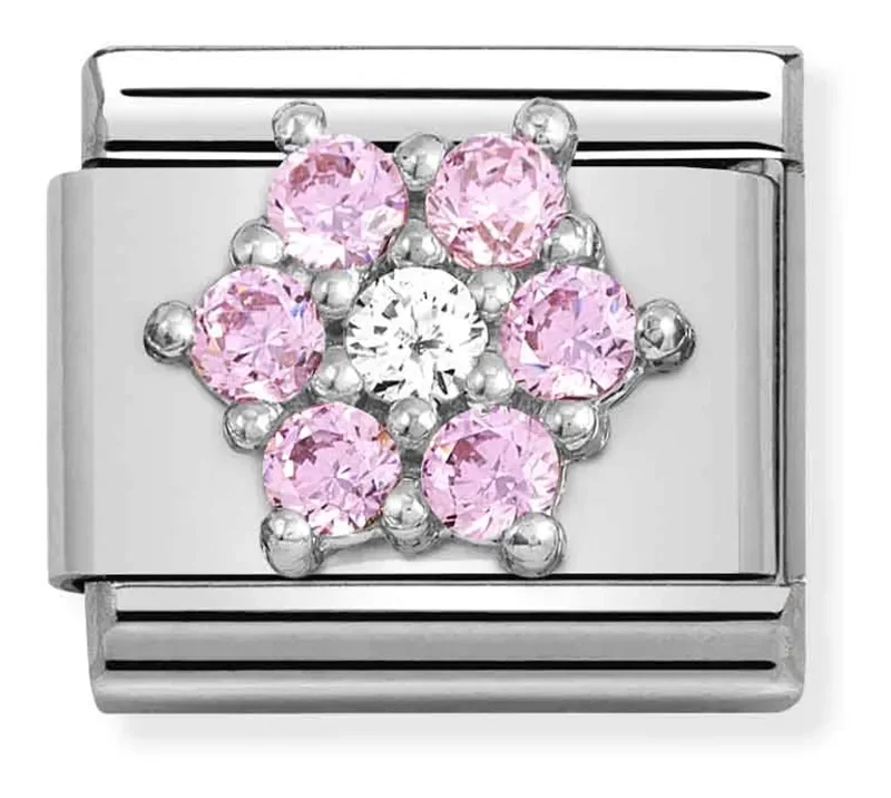 Nomination Composable Classic Länk, Blomma i Silver och CZ