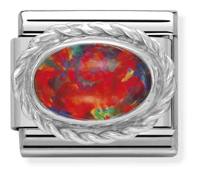 Nomination Composable Classic Länk i Silver med röd Opal