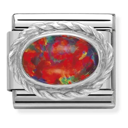 Nomination Composable Classic L&auml;nk i Silver med r&ouml;d Opal