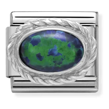 Nomination Composable Classic L&auml;nk i silver med gr&ouml;n opalsten