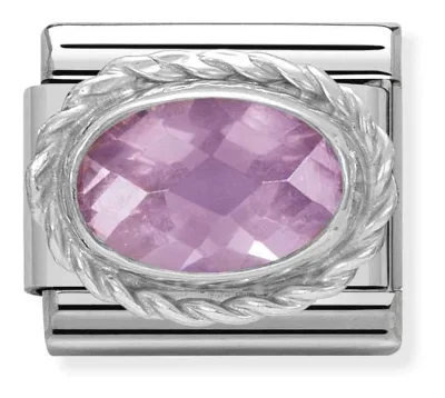 Nomination Composable Classic Länk, Pink oval stone, silver