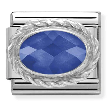 Nomination Composable Classic L&auml;nk bl� facetterad zirconia
