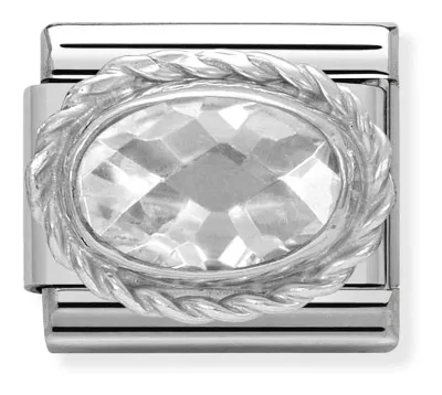Nomination Composable Classic Länk, White oval stone, silver