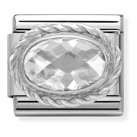 Nomination Composable Classic Länk, White oval stone, silver
