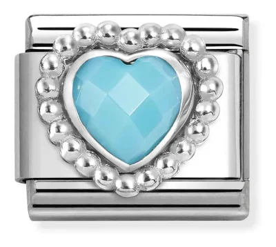 Nomination Composable Classic Länk, Faceted Turquoise Heart,Beaded