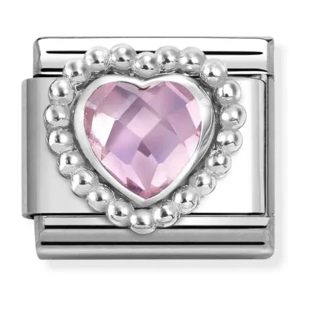 Nomination rich setting heart dots silver Pink  330606_003
