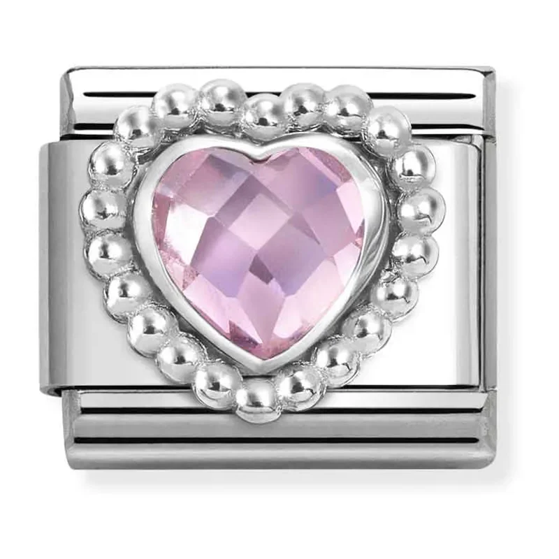 Nomination rich setting heart dots silver Pink  330606_003
