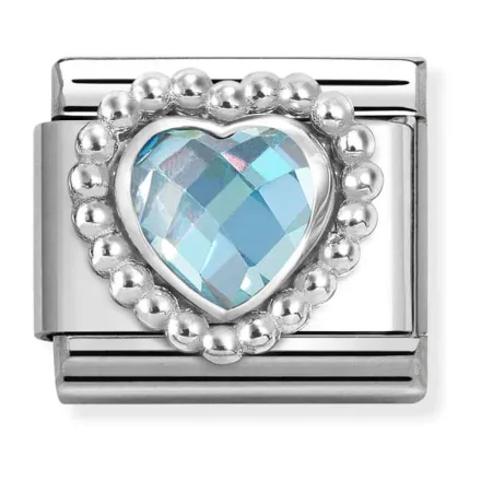 Nomination rich setting heart dots light blue  330606_006