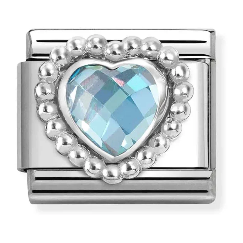 Nomination rich setting heart dots light blue  330606_006