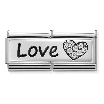 Nomination Composable Classic Double L&auml;nk Love and Heart