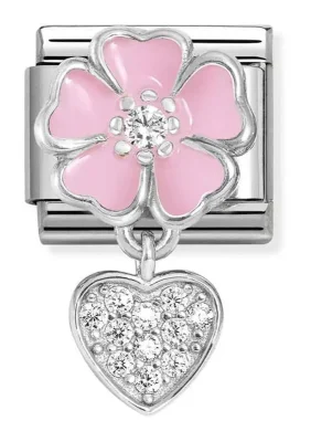 Nomination Composable Pendant Länk, Silver, Flower and Heart