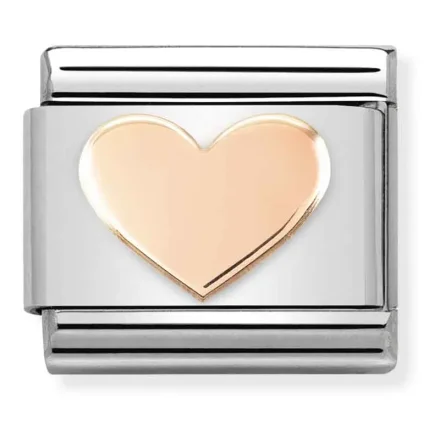 Nomination Composable L&auml;nk, ros&eacute; guld hj&auml;rta