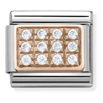 Nomination Kompatibelt klassiskt l�nkarmband i roseguld med stenar