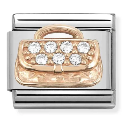 Nomination Composable Classic L&auml;nk Ros&eacute;guld Handbag med Zirkonia