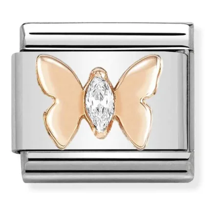 Nomination Composable Classic L&auml;nk Ros&eacute;guld Fj&auml;ril med Sten