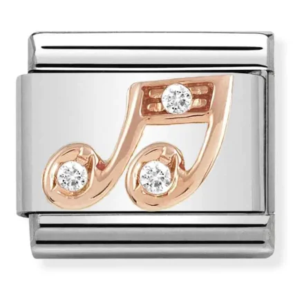 Nomination Composable Classic L&auml;nk Ros&eacute;guld Musiknot med CZ