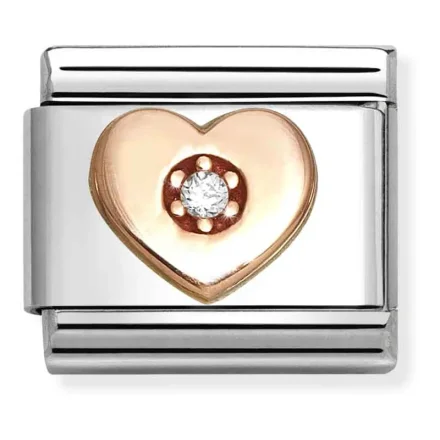 Nomination Composable Classic L&auml;nk, Hj&auml;rta med Vit sten