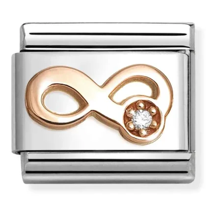 Nomination Composable Classic L&auml;nk, Infinity med vit sten