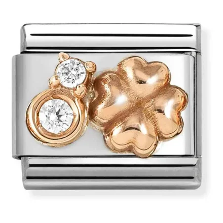 Nomination Composable Classic L&auml;nk, Fyra-Blad Kl&ouml;ver, 2 CZ