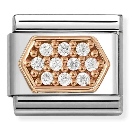 Nomination Composable Classic L&auml;nk, White CZ Pav&eacute; Hex.