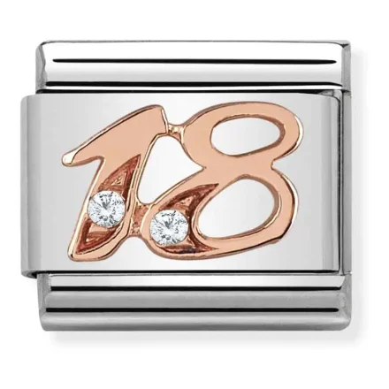 Nomination Composable Classic L&auml;nk Nummer 18 i Ros&eacute;guld och Sten