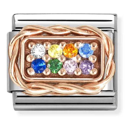 Nomination Composable Classic L&auml;nk, Pav&eacute;, Rainbow stones
