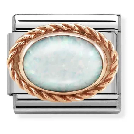 Nomination Composable Classic L&auml;nk i Ros&eacute;guld, Vit Opal