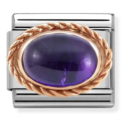 Nomination Composable Classic L&auml;nk, Ros&eacute;guld med Ametist