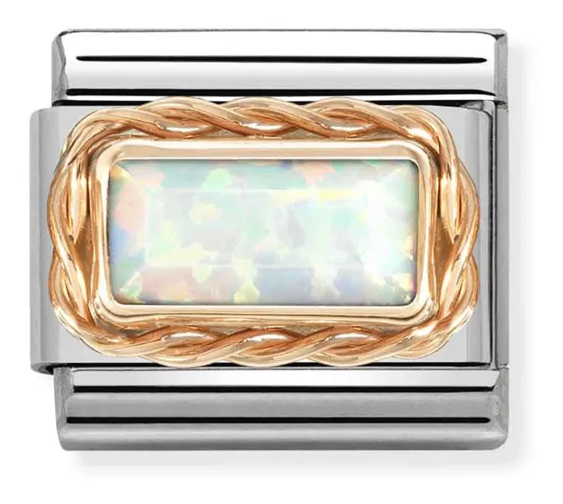 Nomination Composable Classic Länk, White Opal in rose gold