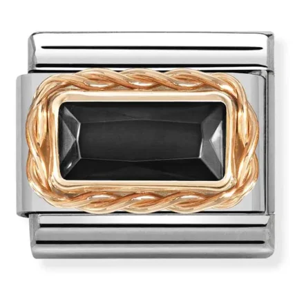 Nomination Composable L&auml;nk, Svart CZ i ros&eacute;guld