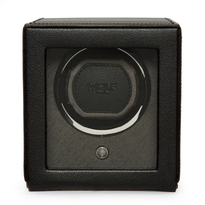 WOLF1834 Kubformad Watch Winder fr en Klocka med Lock i Svart