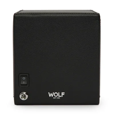 WOLF1834 Kubformad Watch Winder fr en Klocka med Lock i Svart
