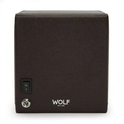 WOLF1834 Kubformad Watch Winder för en Klocka med Lock i Brun