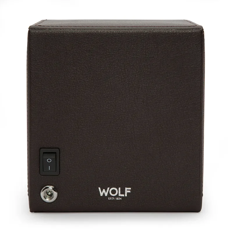 WOLF1834 Kubformad Watch Winder för en Klocka med Lock i Brun