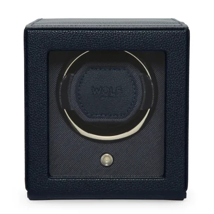 WOLF1834 Kubformad Watch Winder fr en Klocka med Lock i Havsbl