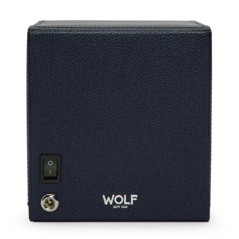 WOLF1834 Kubformad Watch Winder fr en Klocka med Lock i Havsbl
