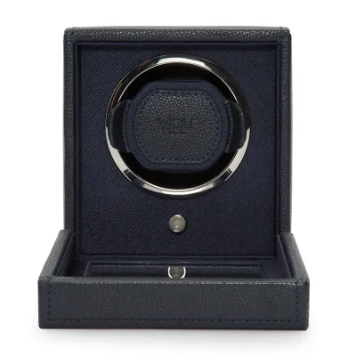 WOLF1834 Kubformad Watch Winder fr en Klocka med Lock i Havsbl