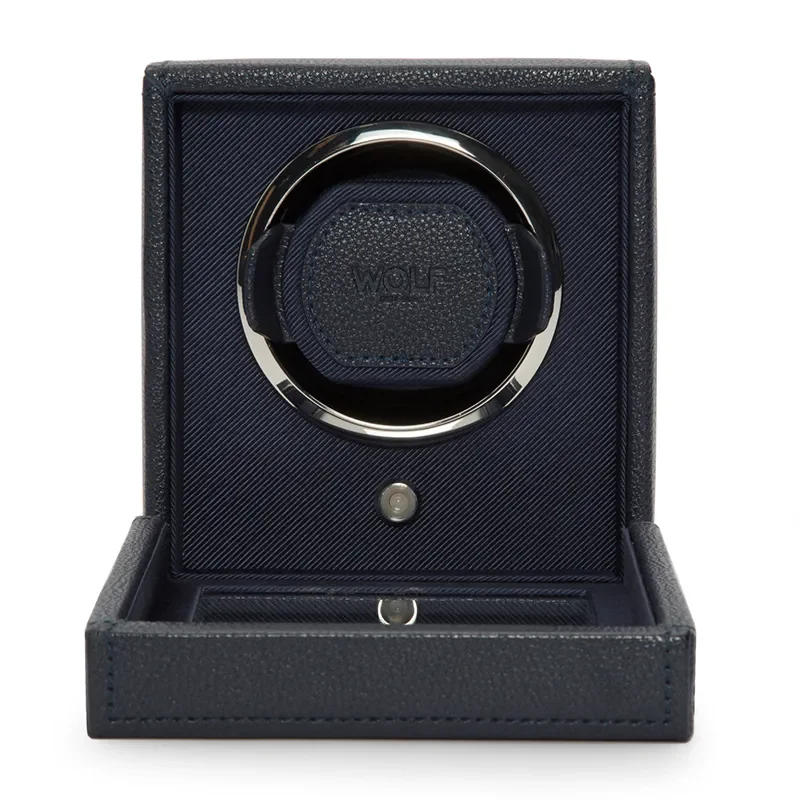 WOLF1834 Kubformad Watch Winder fr en Klocka med Lock i Havsbl