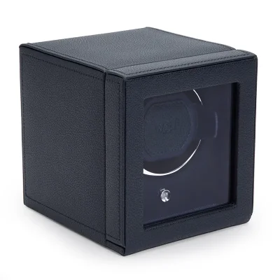 WOLF1834 Kubformad Watch Winder fr en Klocka med Lock i Havsbl
