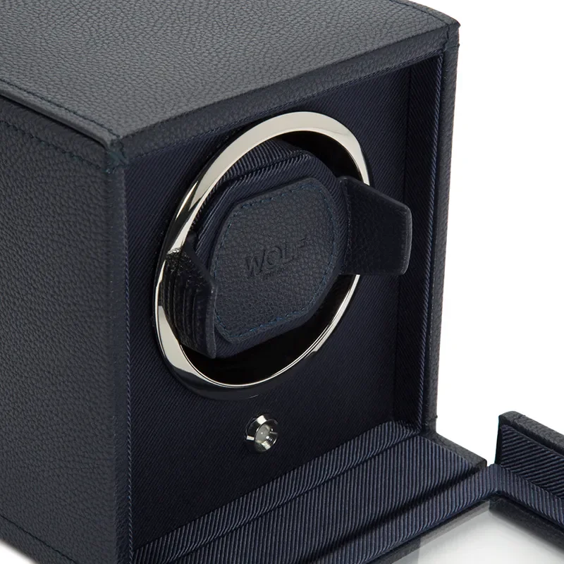 WOLF1834 Kubformad Watch Winder fr en Klocka med Lock i Havsbl
