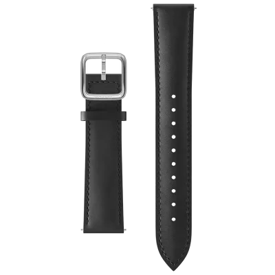 LEATHER STRAP BLACK-18MM SCW LIGHT, SILVER CLASP