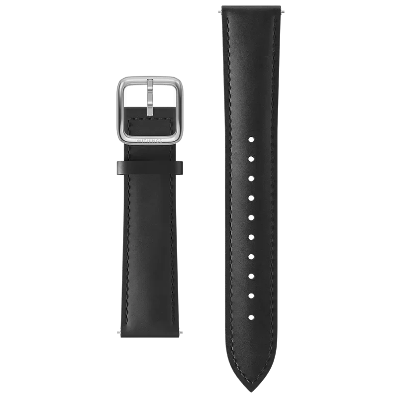 LEATHER STRAP BLACK-18MM SCW LIGHT, SILVER CLASP
