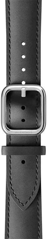 LEATHER STRAP BLACK-18MM SCW LIGHT, SILVER CLASP
