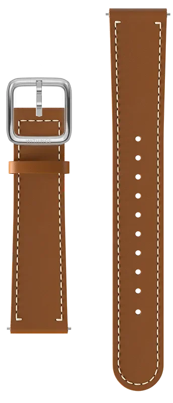 Läderarmband 18mm Brun, med vita sömmar