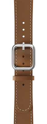 Läderarmband 18mm Brun, med vita sömmar