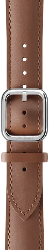 LEATHER STRAP BROWN-18MM SCW LIGHT, SILVER CLASP